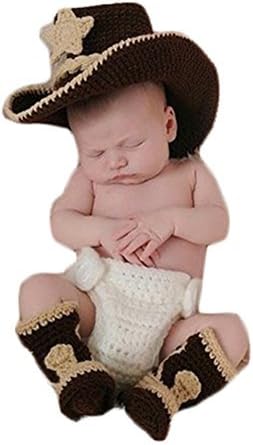 Newborn Baby Photography Props Boy Girl Outfits Crochet Cowboy Hat Shorts