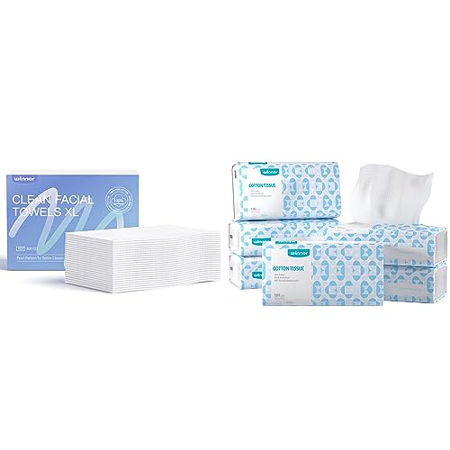 Winner Face Towels Bundle, 100% USA Cotton Disposable Towels, Unscented Dry & Textured Facial Dry Wipes, Ultra Soft Makeup Remover & Personal Care Towelettes, Durable and Biodegradable