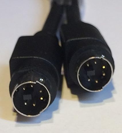 Mini-Din 6 Pin Male Male Black Cable 1 foot / 12 inch Fully Shielded