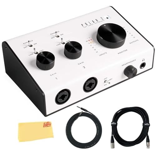 Blackstar POLAR 2 Two-Channel USB Audio Interface for Guitarists Bundle with Instrument Cable, XLR Cable, and Austin Bazaar Polishing Cloth