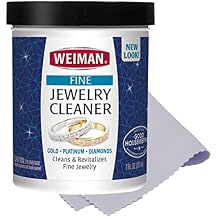 Weiman Fine Jewelry Cleaner Liquid with Cleaning Brush Restores Shine & Brilliance to Gold, Platinum, Precious Gemstones & Diamond Jewelry, 6 Oz
