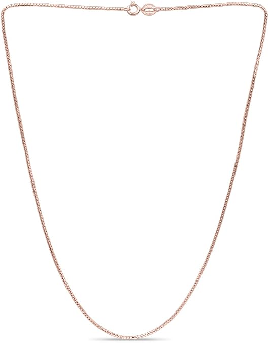 SEA OF ICE Chain Necklace 925 Sterling Silver with Ring Clasp Closure, Italian Box Necklace Chain Necklace for Women & Men, Available in Gold, Rose Gold, Silver, and Black Rhodium, Multisize