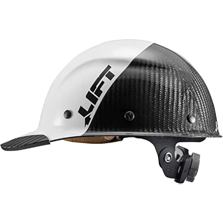 LIFT Safety DAX Fifty 50 Carbon Fiber Cap Style Hardhat ANSI Compliant 6 Point Upgraded Suspension Triple Reinforced Crown, Class C White - Carbon Fiber
