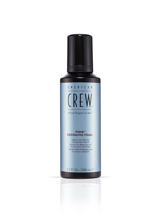 American Crew Men's Fiber Grooming Foam, Medium Hold with Natural Finish, Lightweight Volume for Medium to Long Hair , 6.7 fl oz