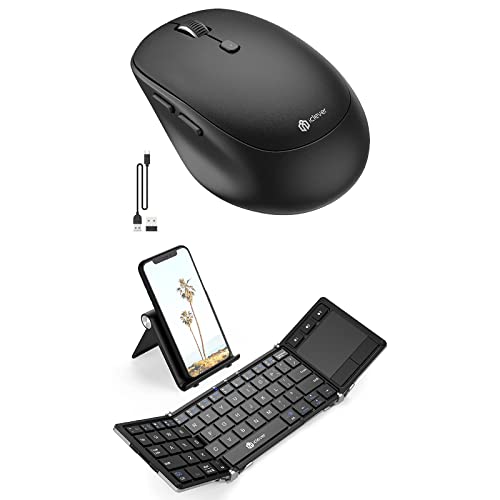 iClever Bluetooth Keyboard, BK08 Folding Keyboard with Sensitive Touchpad Sync Up to 3 Devices, Pocket-Sized Tri-Folded Fodable Keyboard for Windows Mac Android iOS