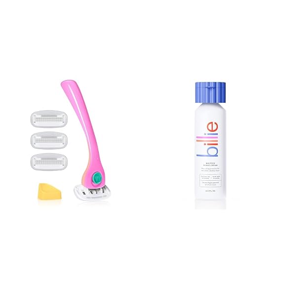 Billie Razors for Women Shave Kit Womens Razor + 4 x 5-Blade Razor Refills + Magnetic Holder Malibu & Whipped Shave Cream - Lavender & Bergamot Scent - 6.5 fl oz
