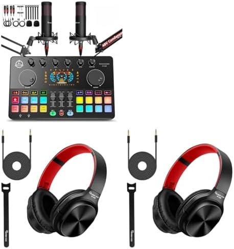 Audio Interface with Podcast Mic Headphones for 2
