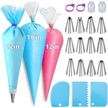 12Inch & 16Inch Piping Bags and Tips Set, Pastry Bags, Icing Bags Disposable for Cakes Decorating Kit Supplies