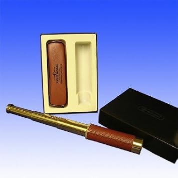 Executive Gift 14" Brass Telescope Leather Barrel