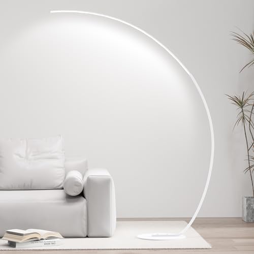 Adjustable White Light Modern 69.99 inch Arched Standing Reading Floor Lamp with Remote - Dimmable White Led Curved Light for Bedroom and Reading Room