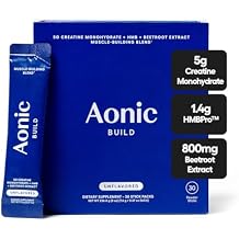 AONIC Build 3-in-1 Creatine Powder, HMBProTM & Beetroot Formula | Vegan, Non-GMO Pre/Post-Workout Drink Mix Unflavored (30 Sticks)