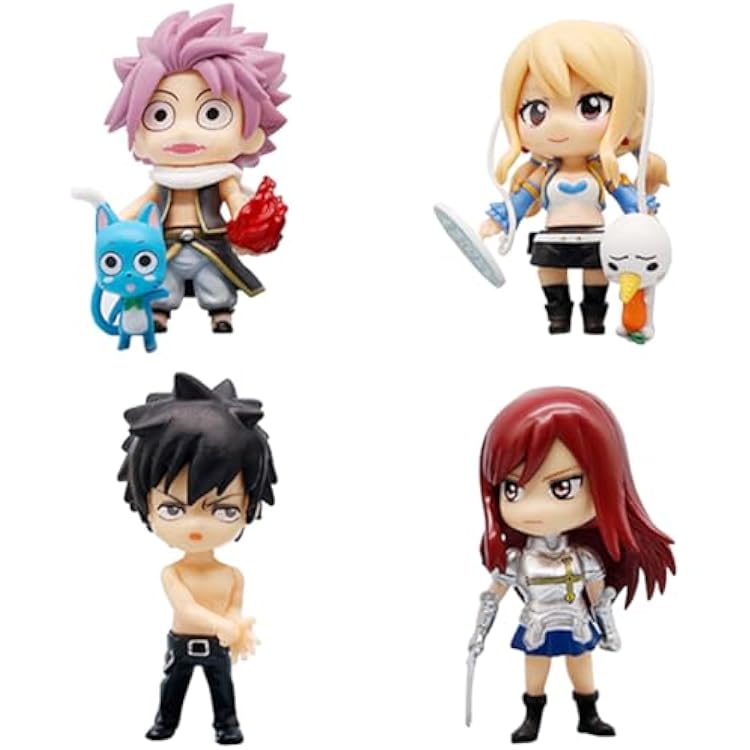 Erza Scarlet Figure Lucy Heartfilia Action Figure Anime Gurei SorujuNatsu Dragneel Model Statue Figurine Set Collectibles