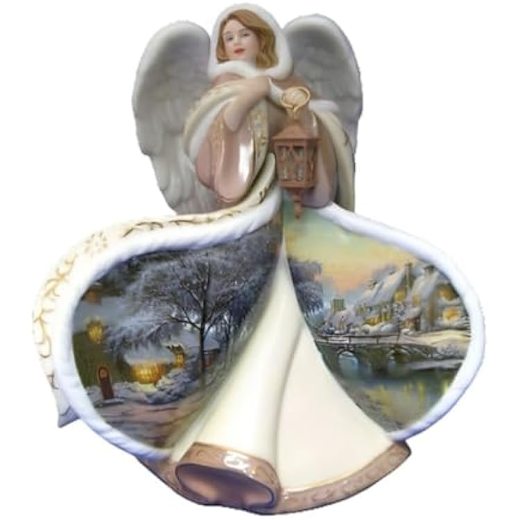 The Bradford Exchange Winter Angels of Light Collection Issue #12 Angel of Wisdom Illuminated Sculpture Art on Porcelain Angel by T-Kinkade 8-Inches