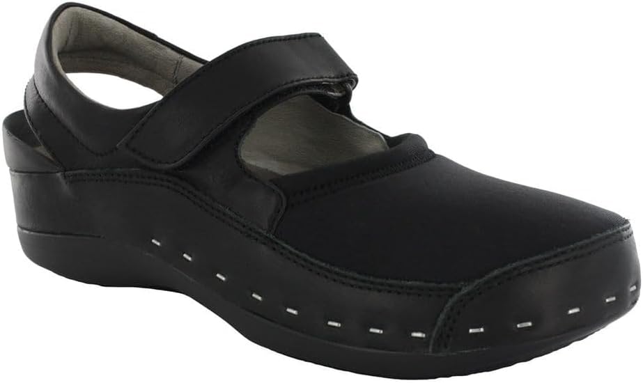 Wolky Women's Black Lycra/Smooth Leather Strap Cloggy 39 M EU