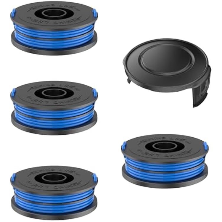 Chuancheng Grass Trimmer Line Spool for Spear &Jackson GT450, GT600, N1F-GT-280450-D, S6030ET Strimmer, 4 Spools, 1 Spool Caps