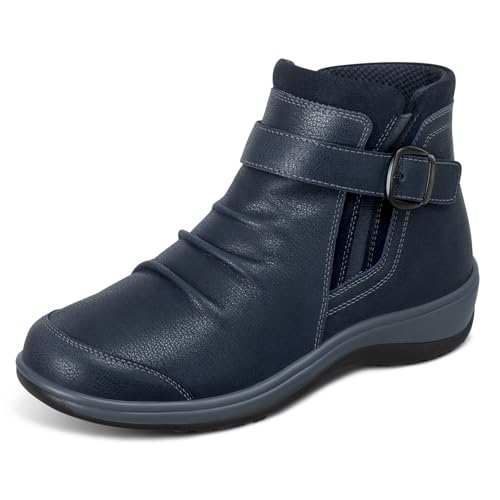 Orthofeet Womens Orthopedic Heidi Adjustable Slip Resistant Leather Boot