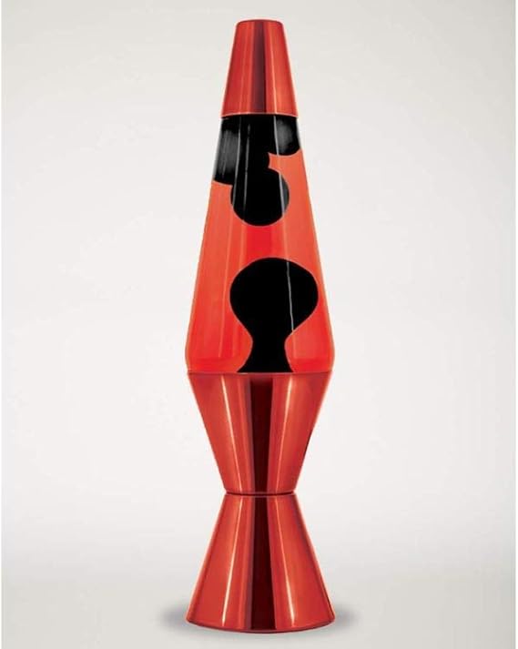 Lava 14.5" Red Liquid with Black Wax Lamp, 20 oz Metallic Red Base & Cap Motion Light