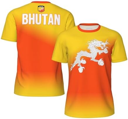 Jersey Mesh T-Shirt Bhutan Flag Gradient Color 3D Print for Running Cycling Soccer Fitness Sports