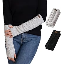 Brook + Bay Arm Warmers Women Men - Fingerless Long Arm Warmer - Knit Armwarmers with Thumb Hole - Fingerless Long Gloves - Stay Warm and Cozy with Extra Thick Cable Knit Design