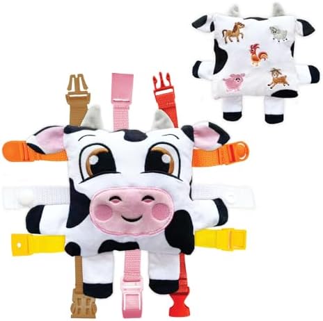 Buckle Toys Farm Animals Bundle - 1 Each Cow, Chicken, Pig - Learning Activity Toddler Plane Travel Essential Toy - Develop Motor Skills and Problem Solving