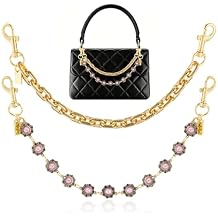 Mantveil 2PCS Gold Bag Charm Chains for Handbags, Vintage Rhinestone Purse Extender Chain, Chunky Wallet Chain Strap Bag Accessories for Women Girls