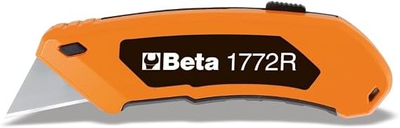 Beta 1772R Utility Knife Retractable HeavyDuty Cutter, 5 Spare Blades