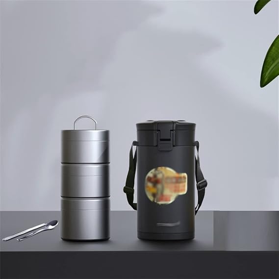 Stainless Steel Lunch Box Portable Insulated Multi-layer Tableware Hot Food Jug Container Storage Box, 1