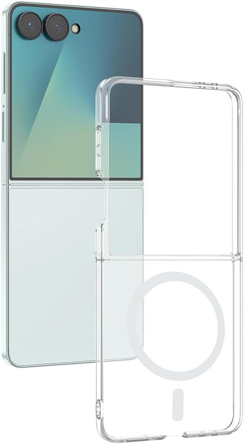 Galaxy Z Flip 8 İçin Kamera Korumalı Manyetik Şarj Özellikli Şeffaf Demy Sert PC Kapak