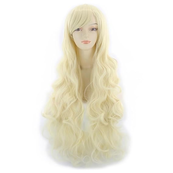 Long Wig 31'' (80cm) Anime Synthetic Curly Hair Wig for Cosplay (Blonde)