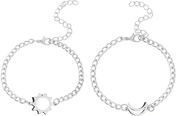 2Pcs Hollow Sun Moon Love Friendship Matching Bracelets Distance Bracelets