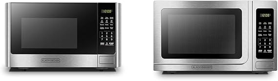 BLACK+DECKER Digital Microwave Oven with Turntable Push-Button Door, Child Safety Lock & EM036AB14 Digital Microwave Oven with Turntable Push-Button Door, Child Safety Lock