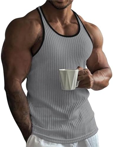 Mens Tank Tops Big And Tall Mens Summer Vertical Stripe Knitted Fitness And Leisure Sports Straight Multi Color Slim