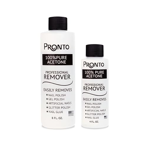 Pronto 100% Acetone Gel Nail Polish Remover - Gel Polish Remover for Nails | Acetone Nail Polish Remover & Acrylic Nail Remover for Removal of Glue, Gel & Dip | Gel Nail Remover, 12 Fl oz