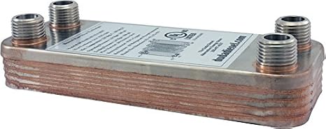 Duda Energy HX1210:F34 B3-12A 10 Plate Stainless Steel Heat Exchanger with 3/4" Female NPT Ports Copper Brazed, 1.2" Height, 2.9" Width, 7.5" Length