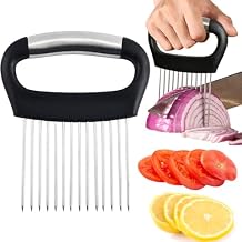Hendiy Onion Slicer Holder, Large Onion Holder for Slicing Stainless Steel Tomato Cutter Vegetable Slicer Cutter Holder for Potato and Avocados, Eggs, Assistant Tool for Slicing Lemon