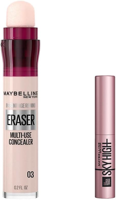 Maybelline New York Instant Anti Age Eraser Kapatıcı, 03 Fair, 6.8 ml & Mini Lash Sensational Sky High Maskara Makyaj Seti