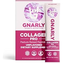 Gnarly Nutrition Collagen Peptides Collagen Pro with Vitamin C, Zinc & Copper NSF Certified Collagen Powder Unflavored, 10 Stick Packs