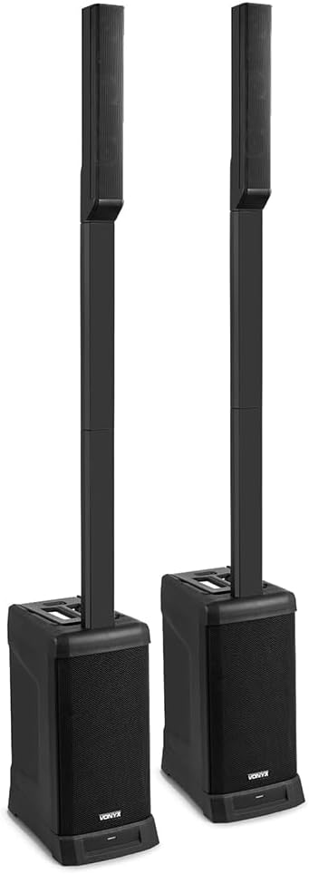 VONYX VX820 Column Array Speaker System, 800W Active DJ Speaker Package with Bluetooth, 4-Channel Mixer, DSP, TWS Wireless Pairing, Compact Line Array Kit for Live Events, Parties
