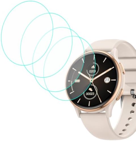 4-PACK Tempered Glass Screen Protector Compatible with KEEPONFIT, RUXINGX, Sanorum, HaSaKei G53 1.27 Round Smart Watch, 9H