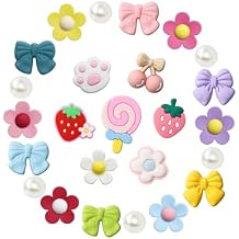 COYWX Cute Shoe Charms for Girls & Women, Colourful Aesthetic DIY Accessories with Pearl, Bowknot, Flower, Strawberry, Cherry for Party, Travel, Birthday Gifts