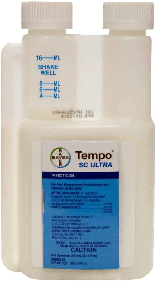 Tempo SC Ultra by Bayer: Broad-Spectrum Insecticide, 11.8% Beta Cyfluthrin for Fast Knockdown & Long-Lasting Control, 240ml.
