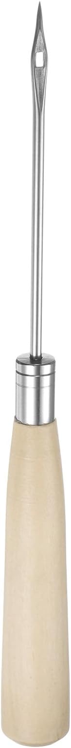 HARFINGTON Handwork Sewing Awl Leather Punch Hole Tool with Wooden Handle Scratch for Broken Wire Make Mark Drilling Stitching Repair and DIY Handmade, Log Color