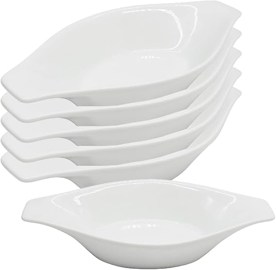 Chefcaptain Set Of 6 Porcelain Oval Casserole Dishes For Oven, 16 Oz Au Gratin Baking Dishes With Handles, Lead & Cadmium Free, Microwave Dishwasher Safe