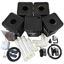 Recirculating Deep Water Culture RDWC Hydroponic Grow Kit System, 5 Gallon, 4 Site with Connected Reservoir