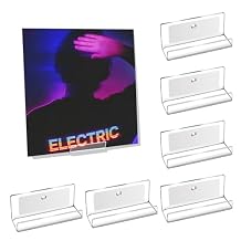 Kalami 6 Pack Vinyl Record Holder Wall Mount Self Adhesive, Acrylic Record Shelf Display Racks for LP Album Covers CD Book Pictures Frame