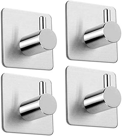DELTAHOME Paslanmaz Çelik 4 adet Topuzlu Banyo Askısı Havluluk Havlu Askılık inox - kendinden yapışmalı sistem