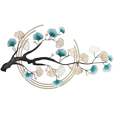 TdiriNar Metal Wall Art Decor For Living Room, 3D Ginkgo Tree Leaf Metal Wall Art Wall-Mounted Sculpture, Modern Luxury Hanging Nature Art Decor for Living Room Bedroom Kitchen Decoration Gifts