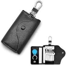 Key Holder Case, Large Capacity Leather Key Case Wallet Multi-Functional Key Bag with 6 Hooks and Snap