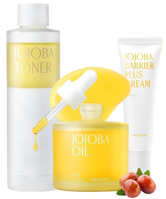PINKWONDER 100% Organic Jojoba Oil Skin Care Routine | Hydrating & Nourishing Skin Care Essentials | Organic Ingredients for Smooth, Radiant Skin, Face Care Set for Women