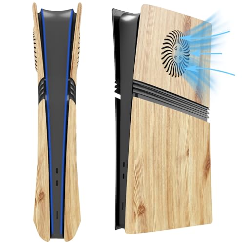 Digital Edition Cover Plates with Cooling Vents for PS5 Pro Console, Shell Panels Compatible with PlayStation 5 Pro Accessories Protective Replacement Faceplate Wood